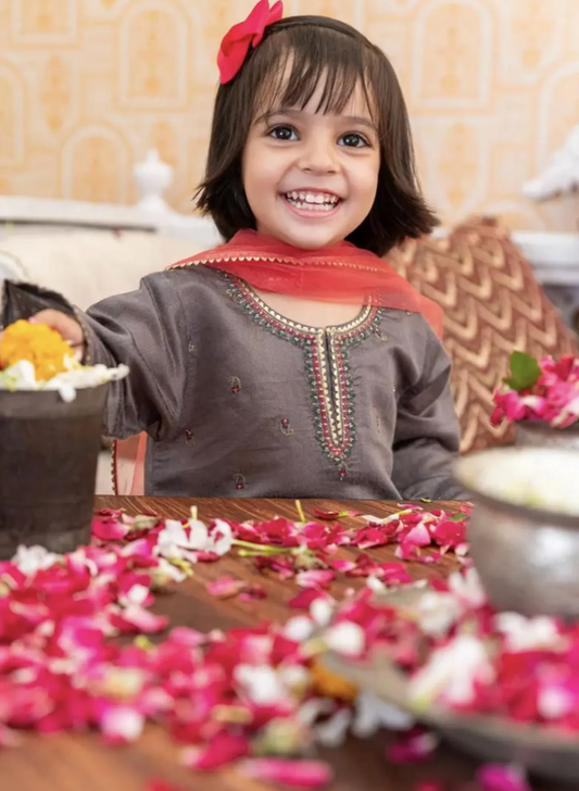 Grey- Infant Girl's Gharara Dress