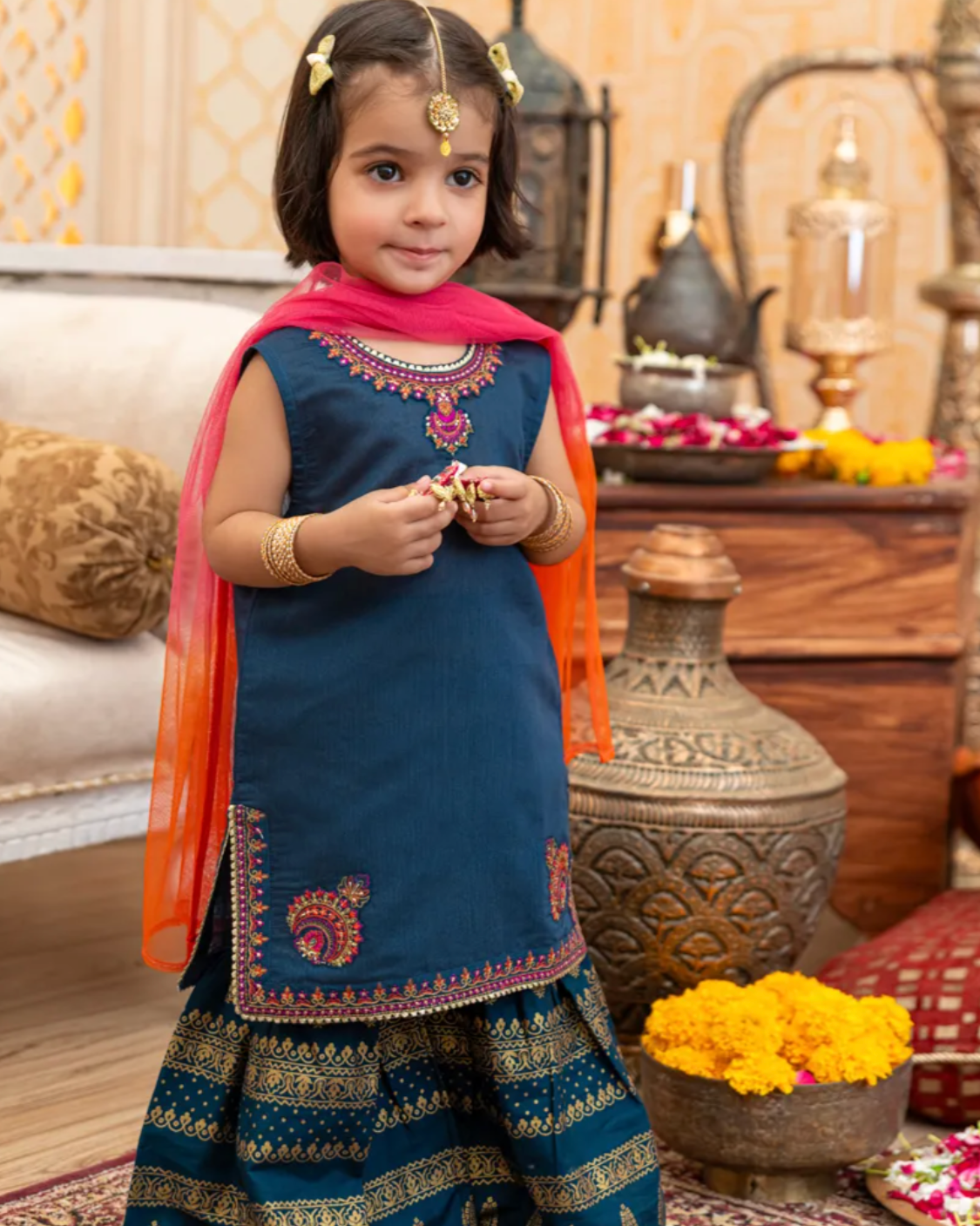 Blue - Infant Girl's Gharara Dress