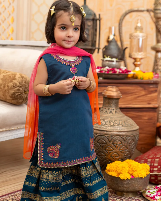Blue - Infant Girl's Gharara Dress