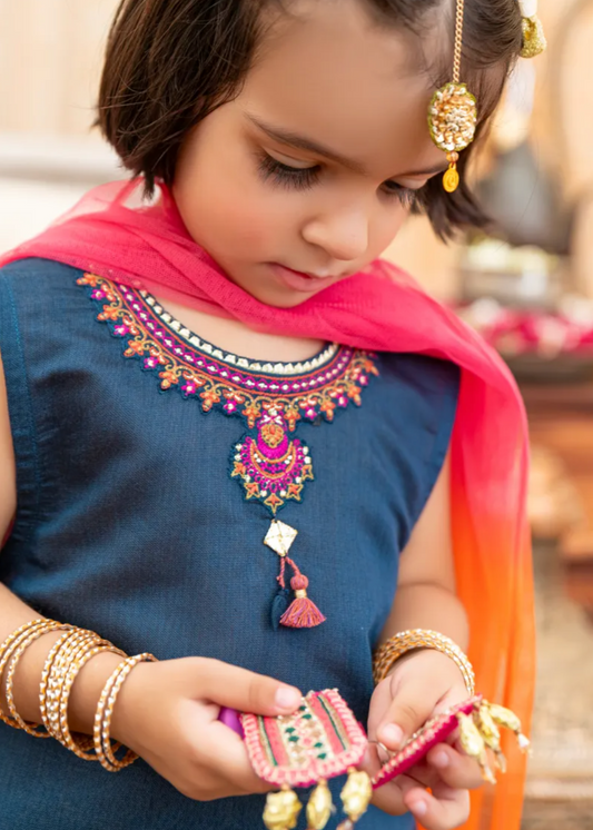 Blue - Infant Girl's Gharara Dress