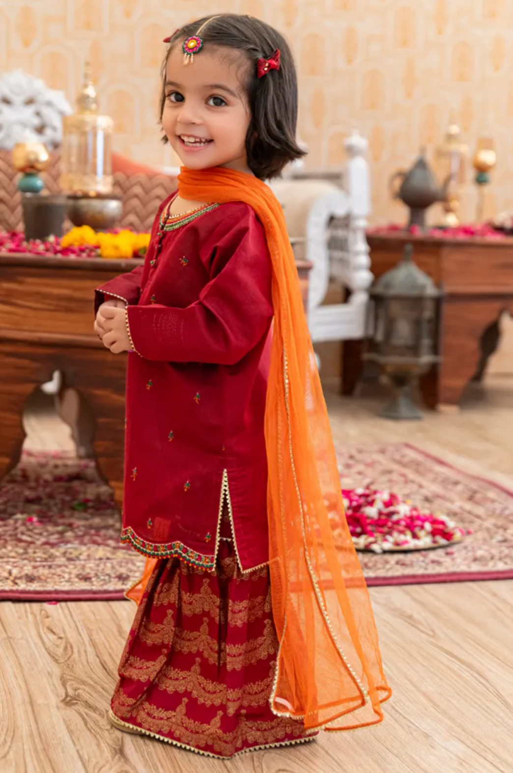 Maroon - Infant Girl's Gharara Dress