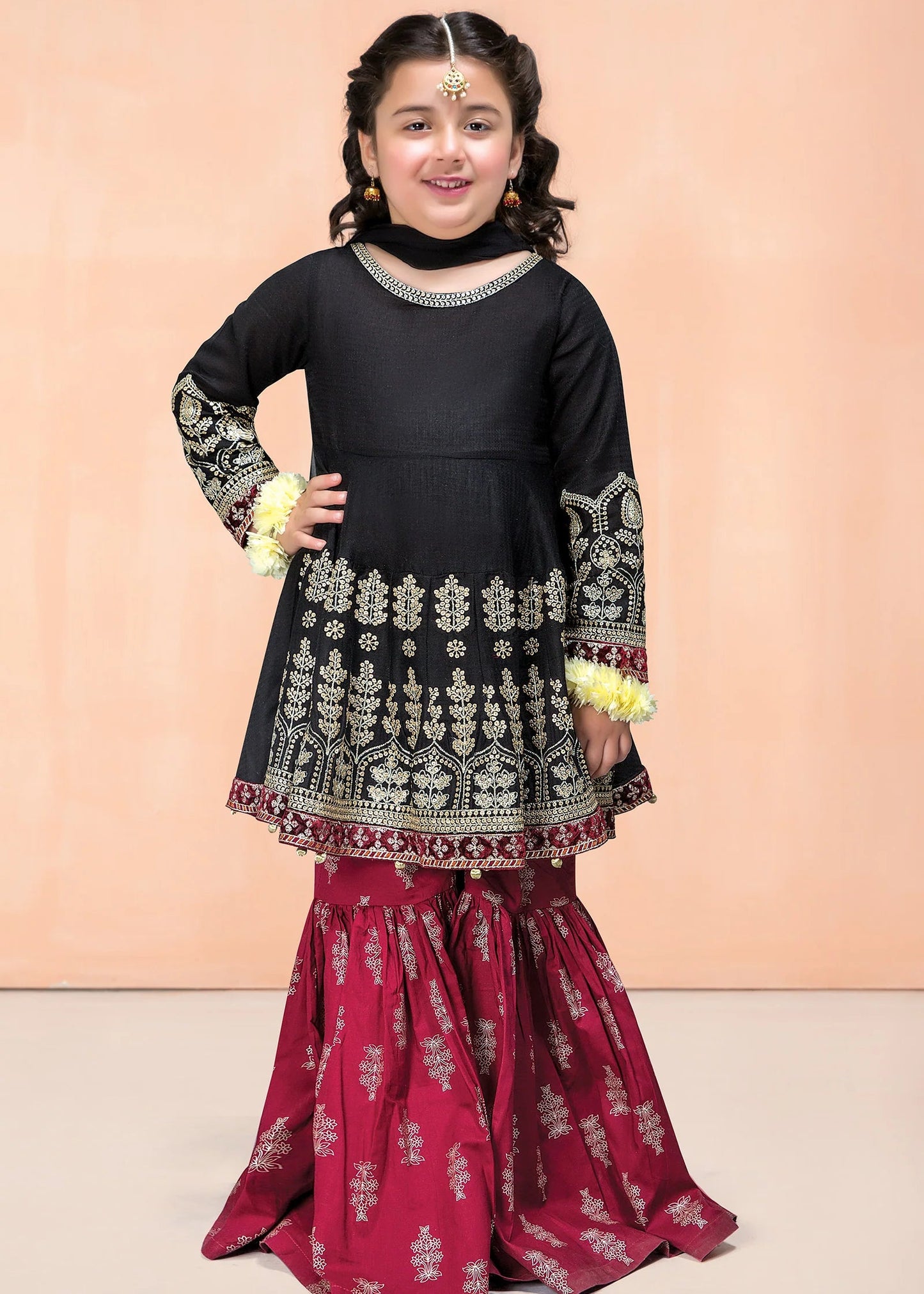 Black & Red - Girl's Gharara Dress