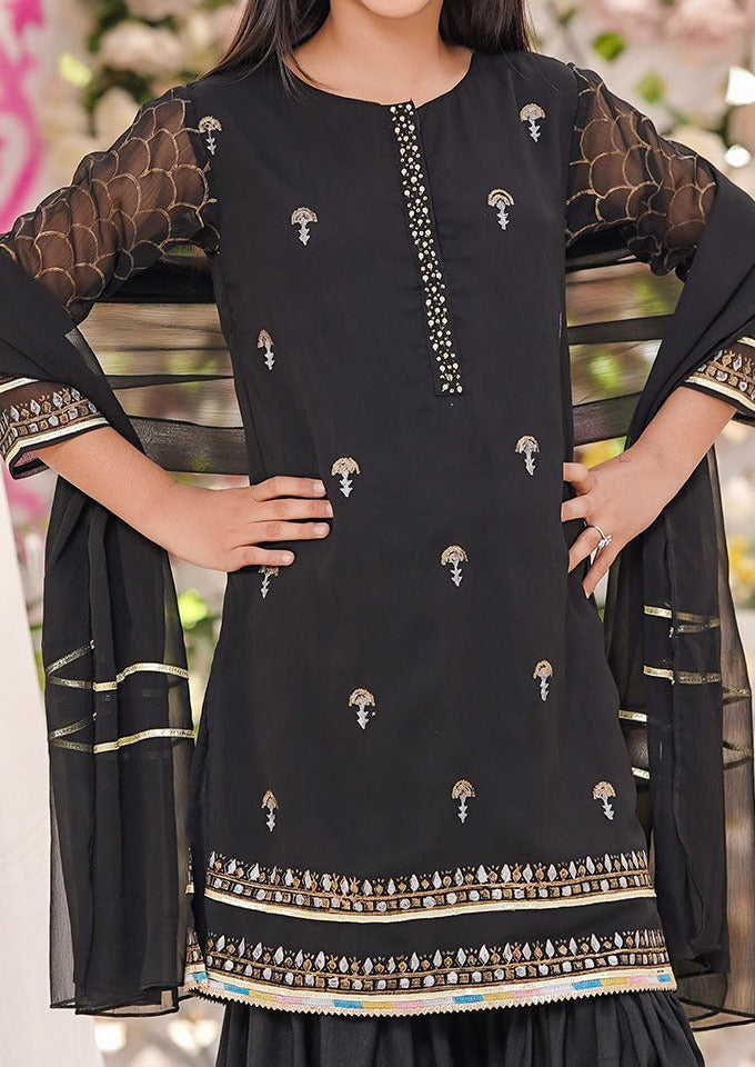 Black - Girl's Gharara Dress