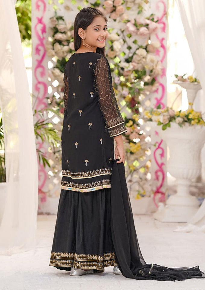 Black - Girl's Gharara Dress