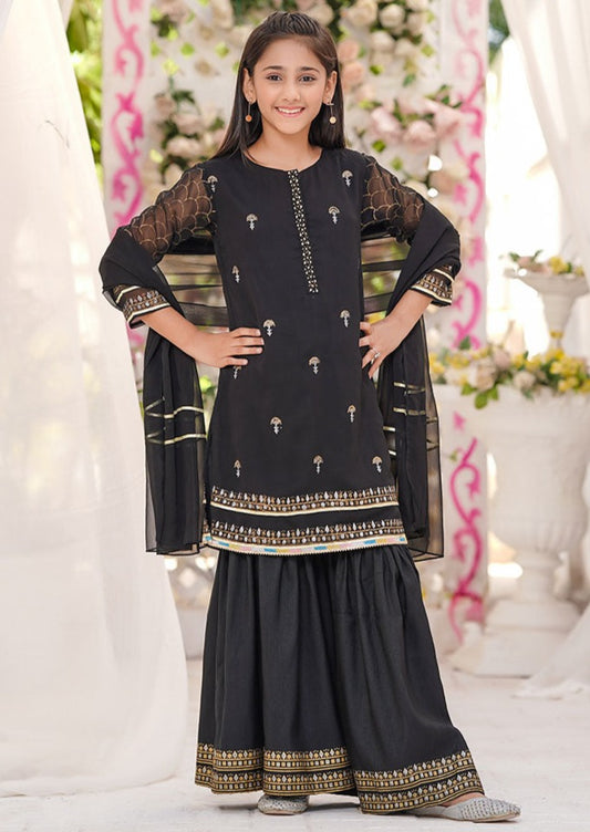 Black - Girl's Gharara Dress