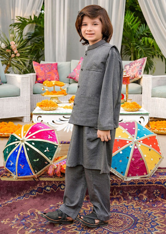 Grey : 3-Piece Kurta Shalwar