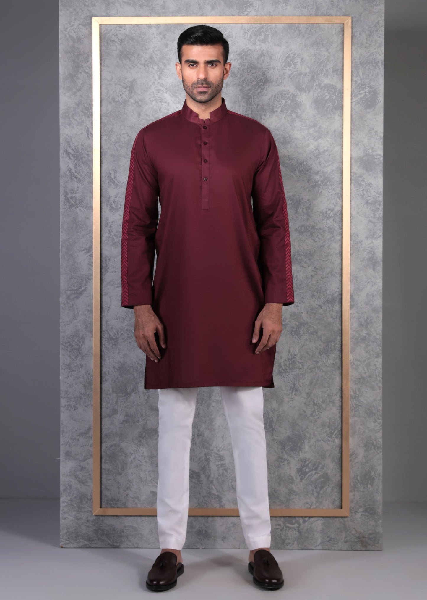 Burgundy - Men's Kurta