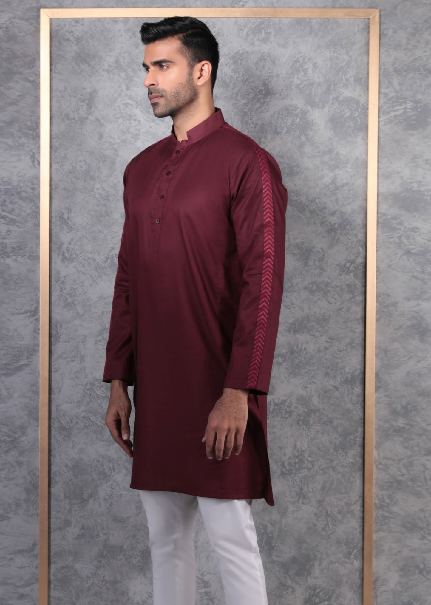 Burgundy - Men's Kurta