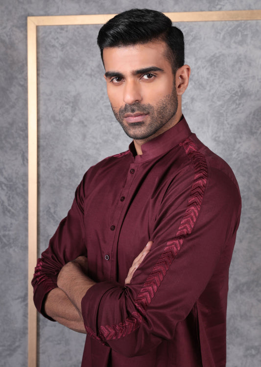 Burgundy - Men's Kurta
