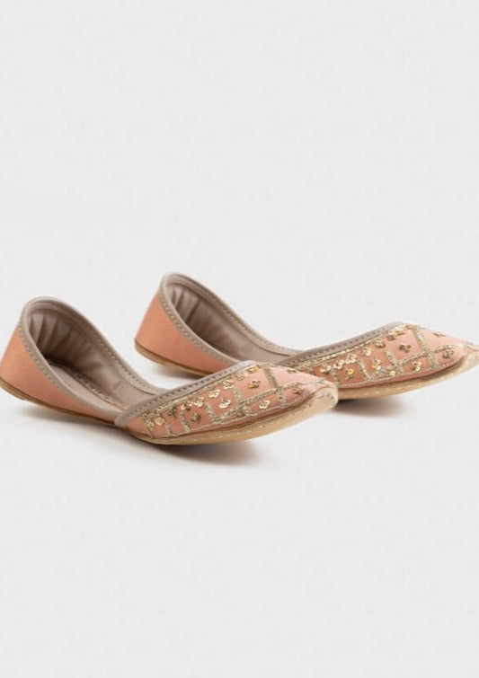 Peach - Women's Embellished Khussas