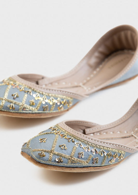 Light Blue - Women's Embellished Khussas