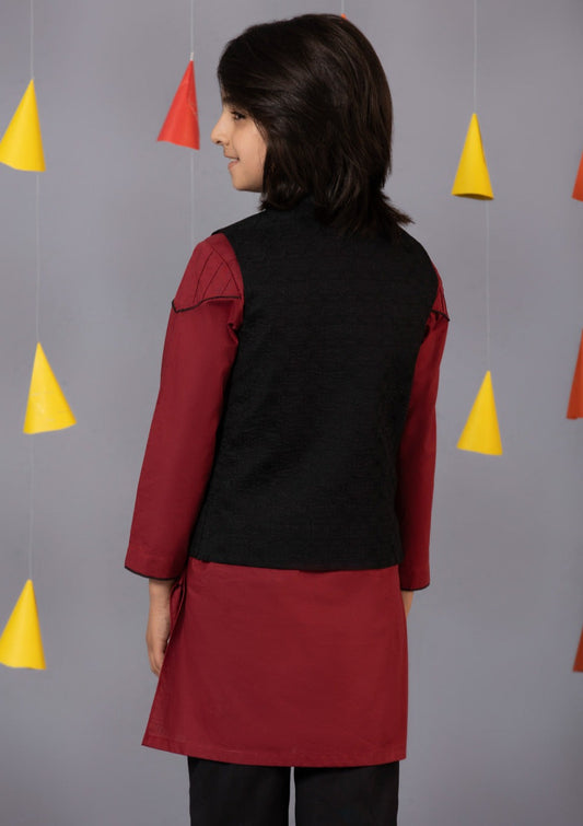Black -  Boys Waist Coat