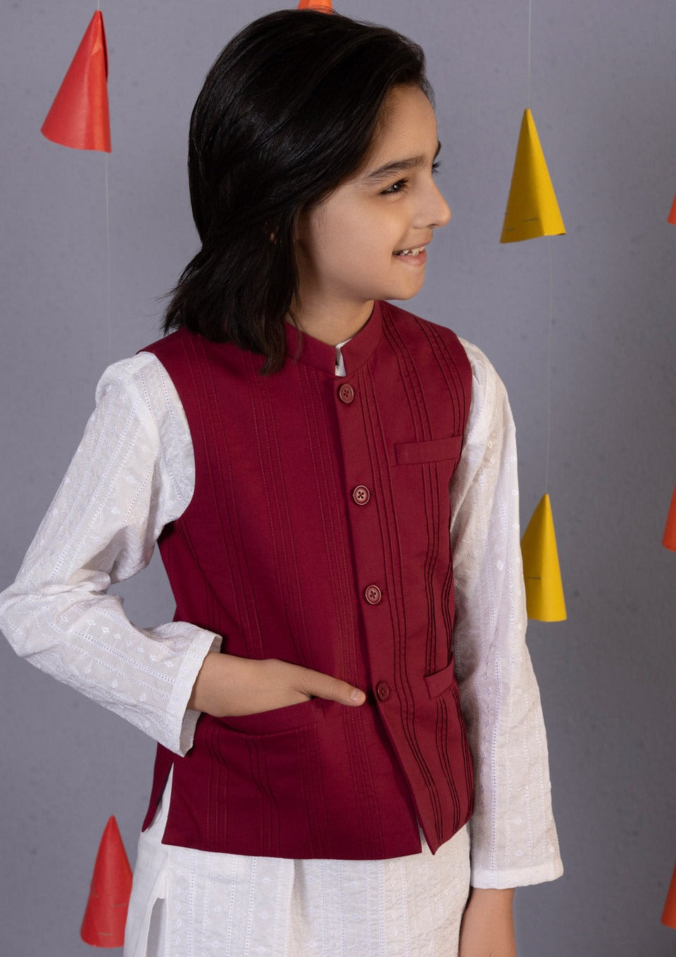 Maroon - Boy's Waist Coat