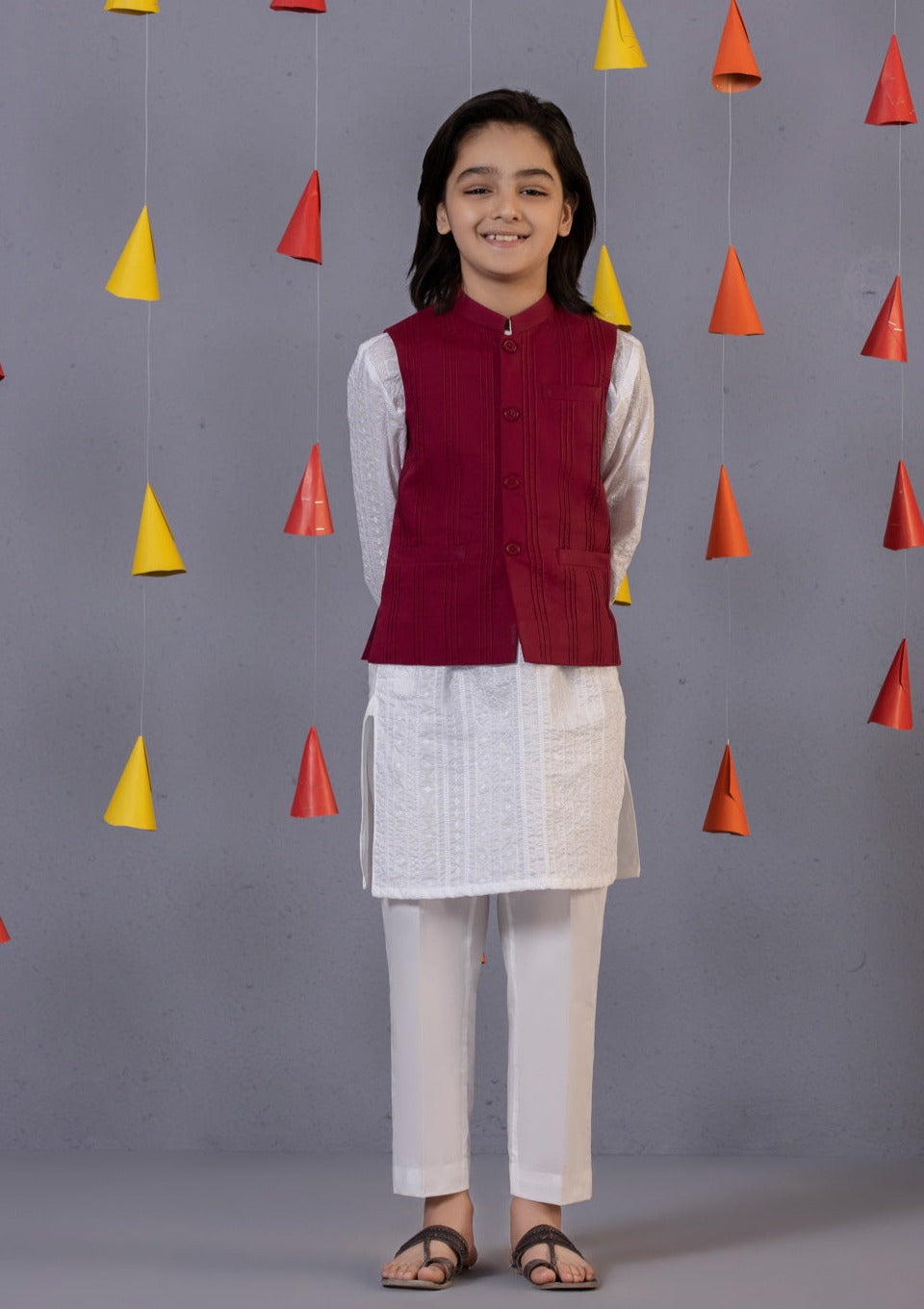 Maroon - Boy's Waist Coat