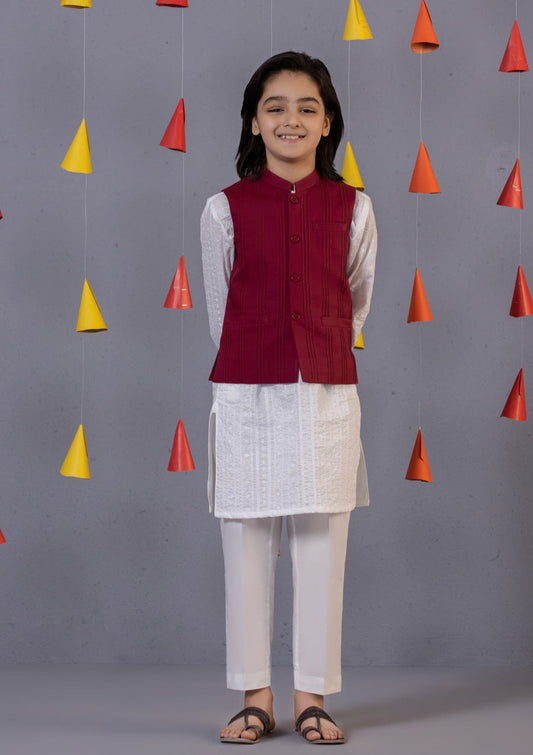 Maroon - Boy's Waist Coat