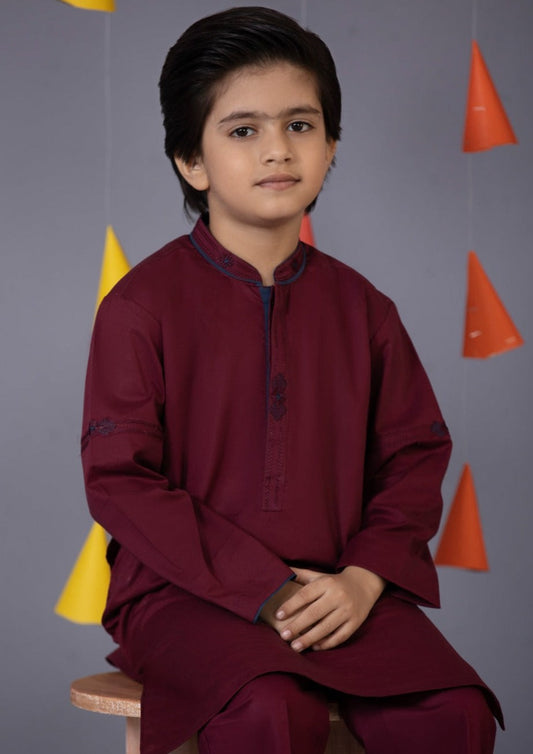 Maroon - Boy's Kurta Trouser