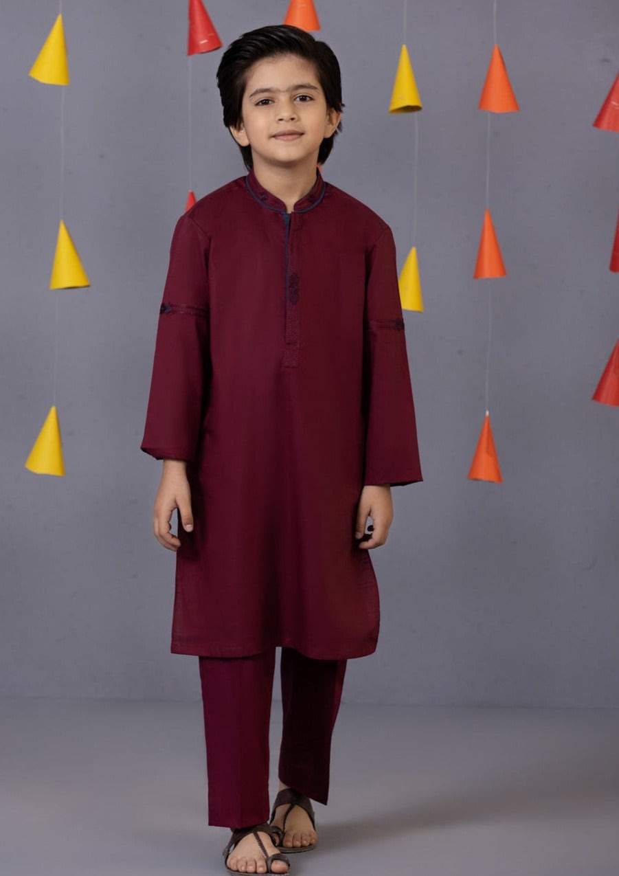Maroon - Boy's Kurta Trouser