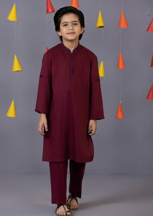Maroon - Boy's Kurta Trouser