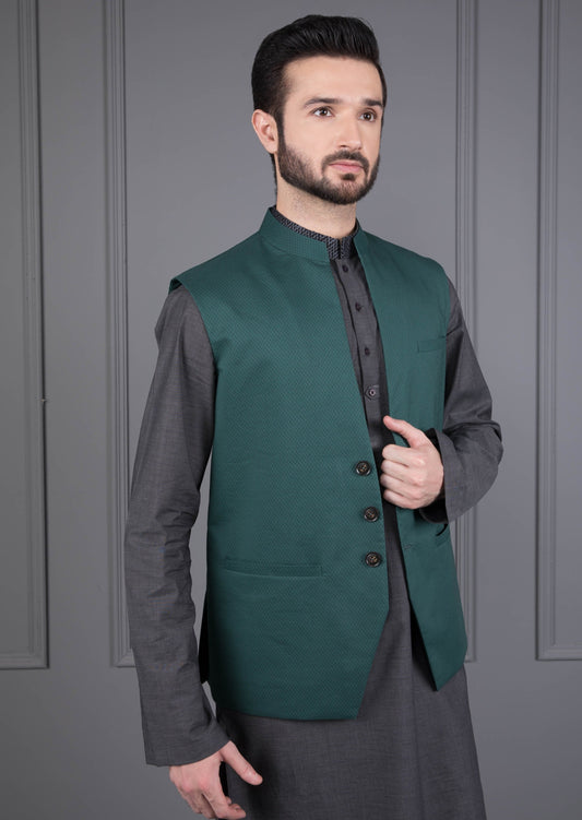 Green - Men's Waistcoat - Conifer