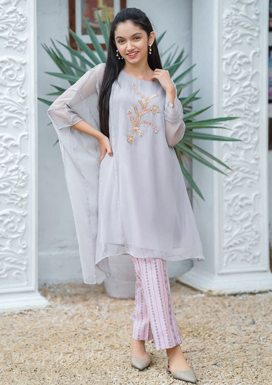 Grey & Light Pink - Girl's Dress