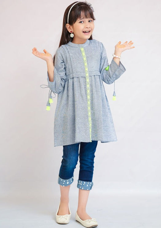 Grey - Girl's Kurta