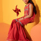 Red- Girl's Embroidered Gharara