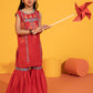 Red- Girl's Embroidered Gharara