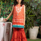 Orange - Girl's Embroidered Gharara