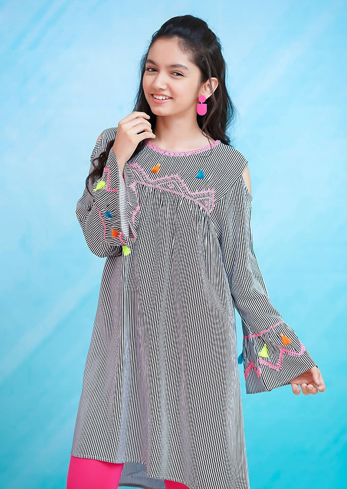 Black and White- Girl's Kurta