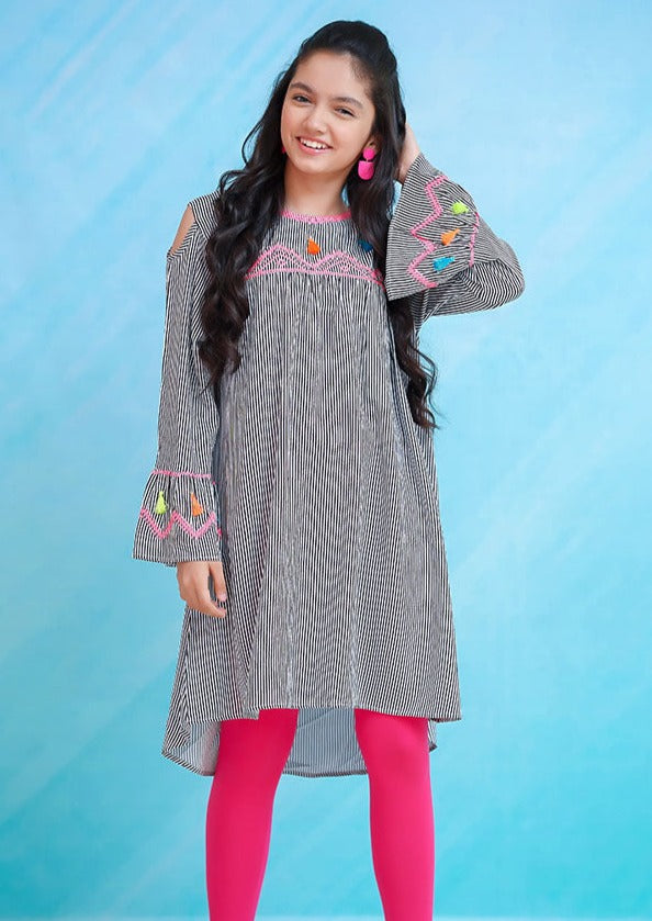 Black and White- Girl's Kurta