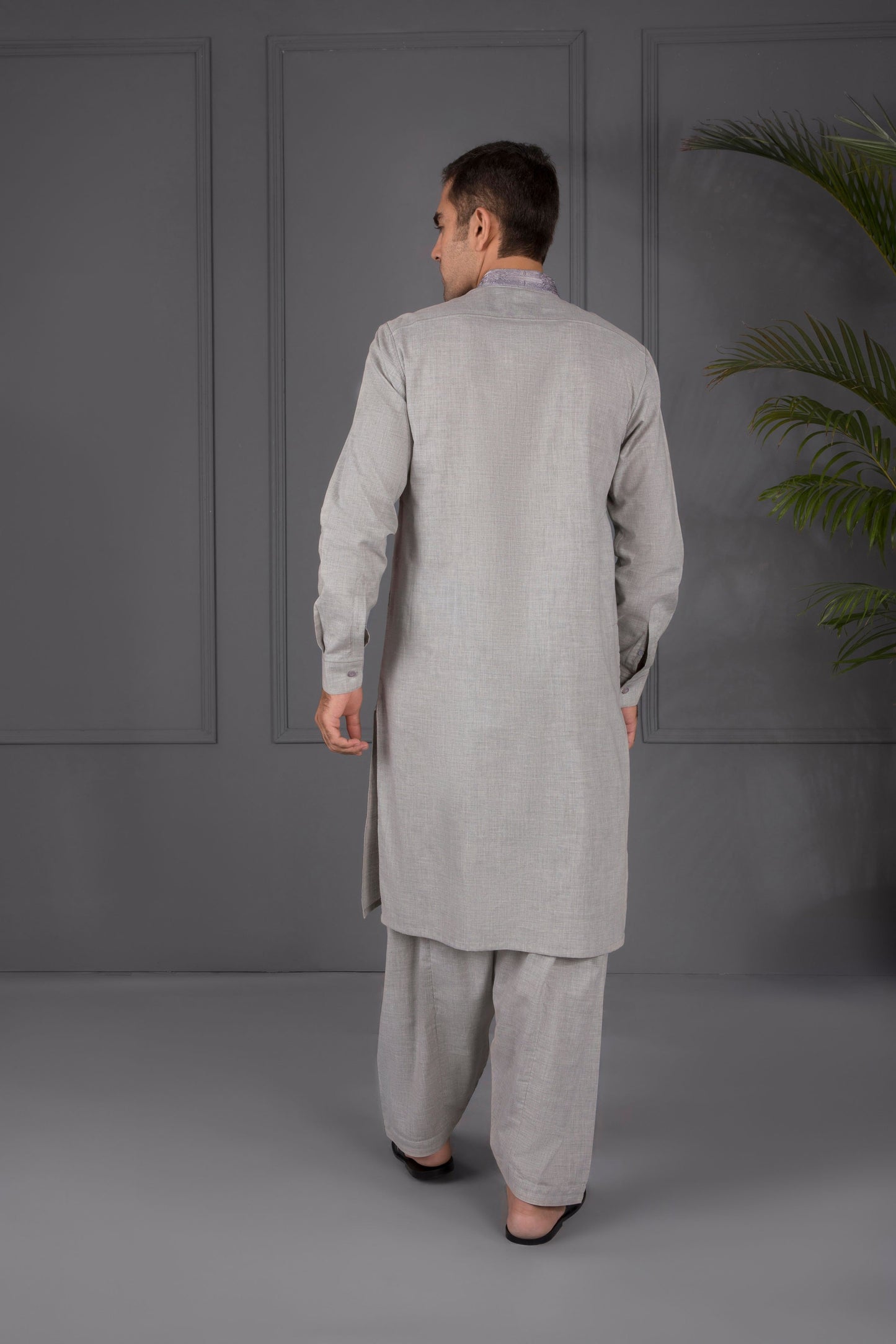 Light Grey - Kameez Shalwar - Pearl River