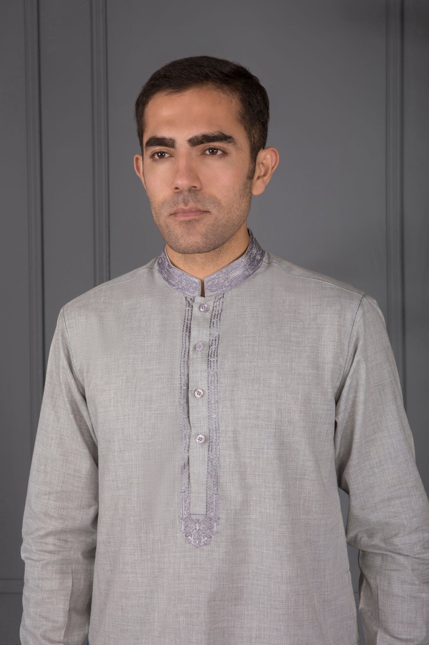 Light Grey - Kameez Shalwar - Pearl River
