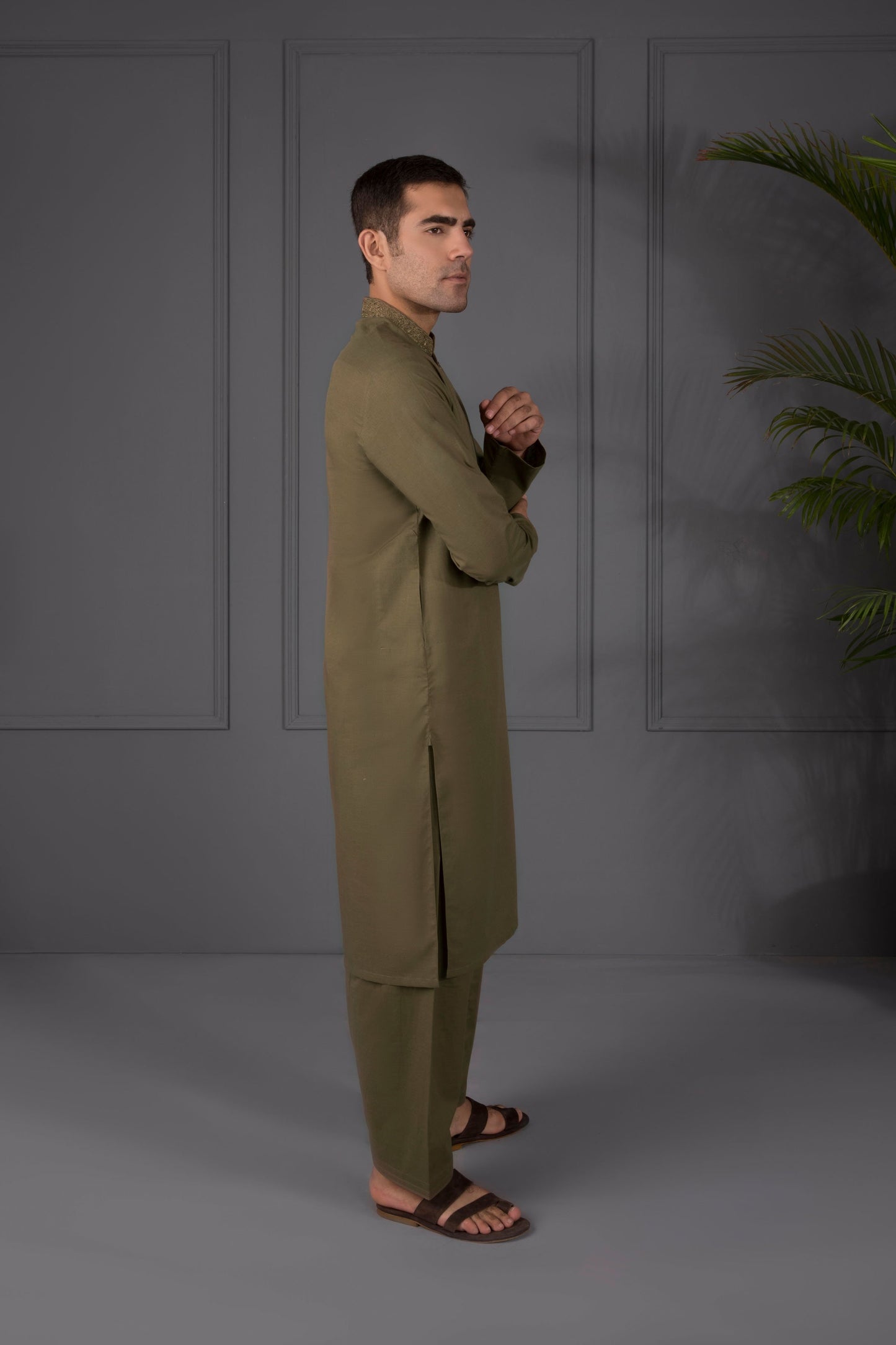 Olive - Men's Kameez Shalwar