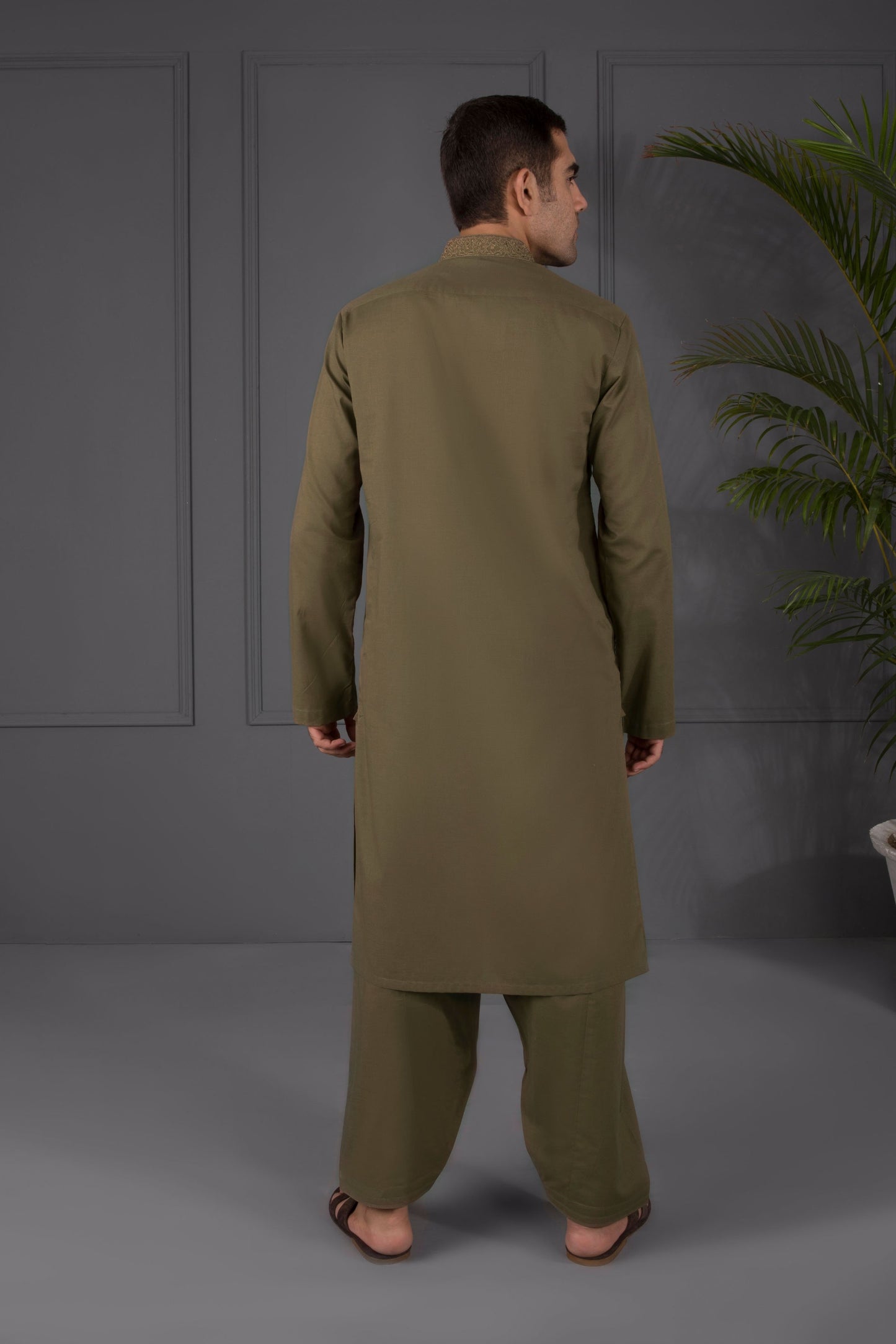 Olive - Men's Kameez Shalwar