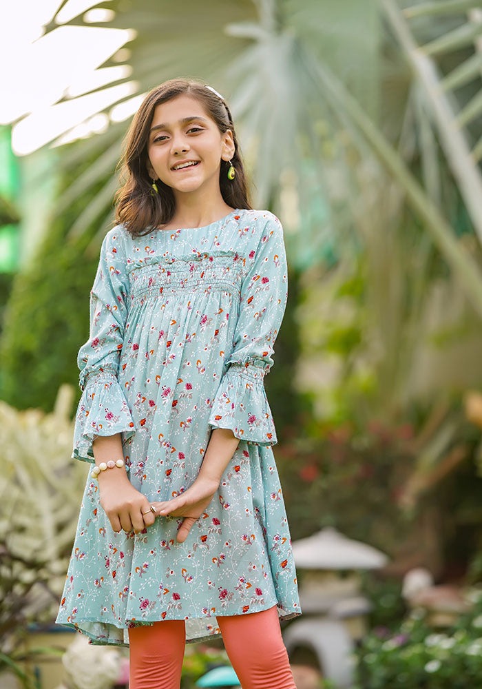Greyish Blue - Girl's Kurta