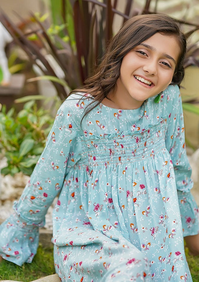 Greyish Blue - Girl's Kurta