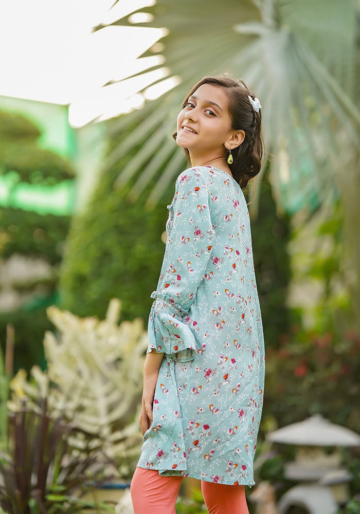 Greyish Blue - Girl's Kurta