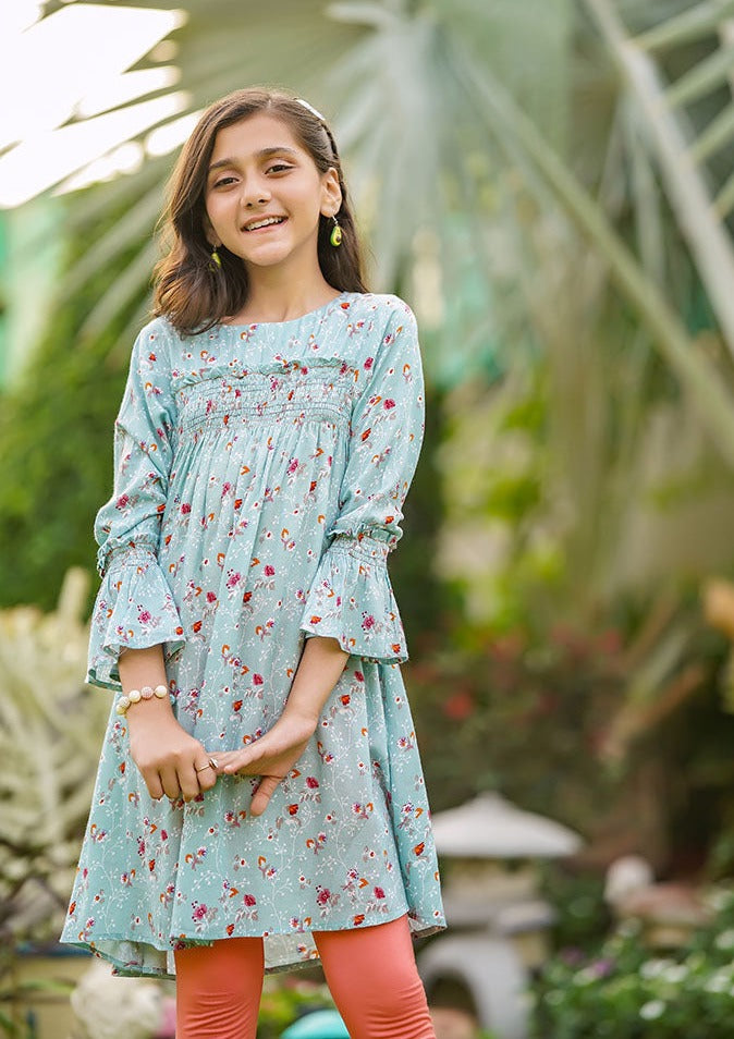 Greyish Blue - Girl's Kurta