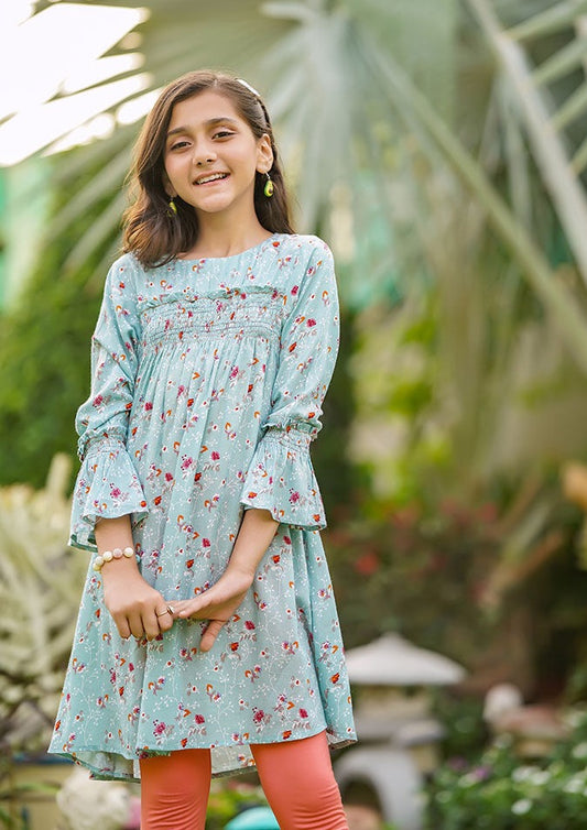 Greyish Blue - Girl's Kurta