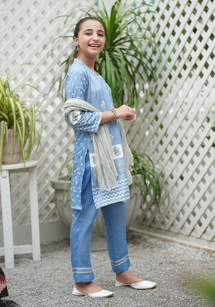 Blue- Girl's Dress