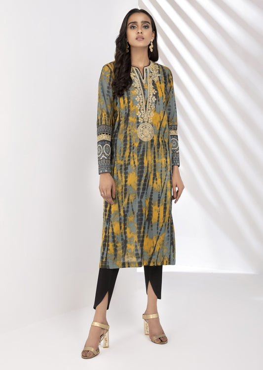 Black & Yellow : Embroidered Kurta