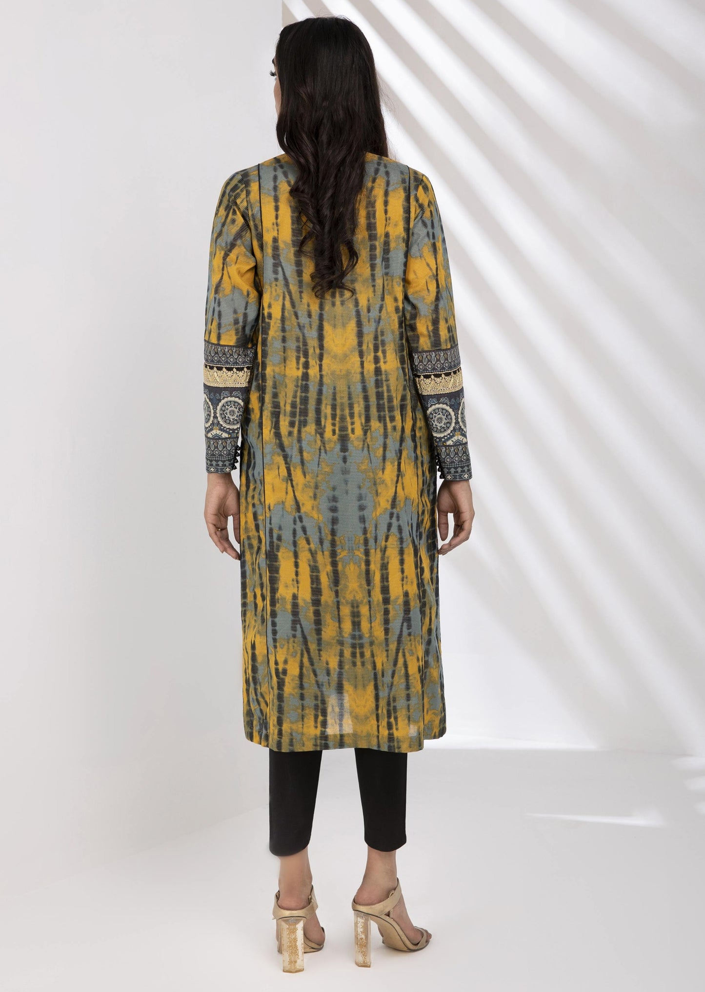 Black & Yellow : Embroidered Kurta