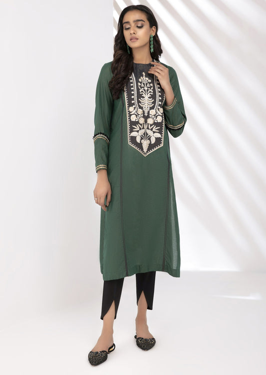 Green : Embroidered Kurta (Shirt only)