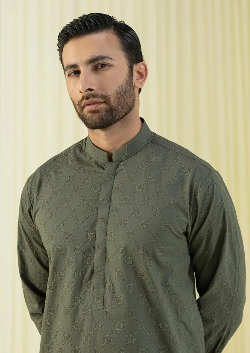 Olive - Men's Kurta Pajama