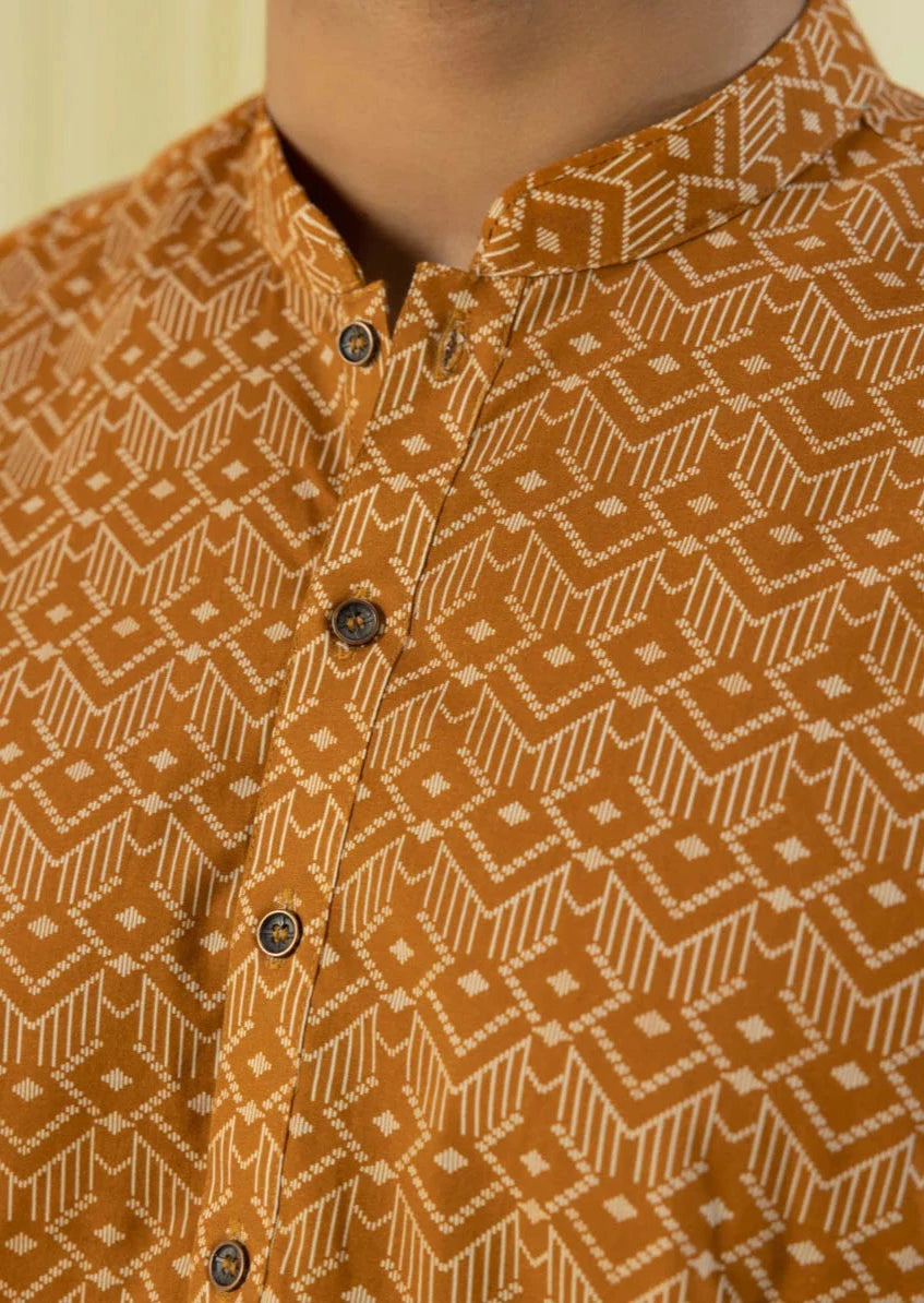 Rust - Men's Kurta