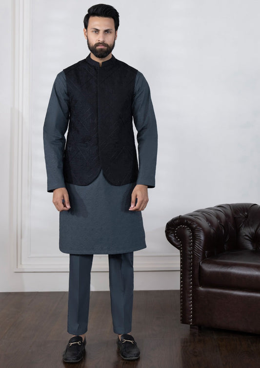 Black - Men's Waistcoat