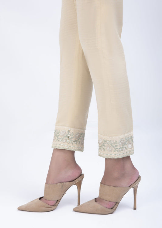 Beige - Textured Straight Pants