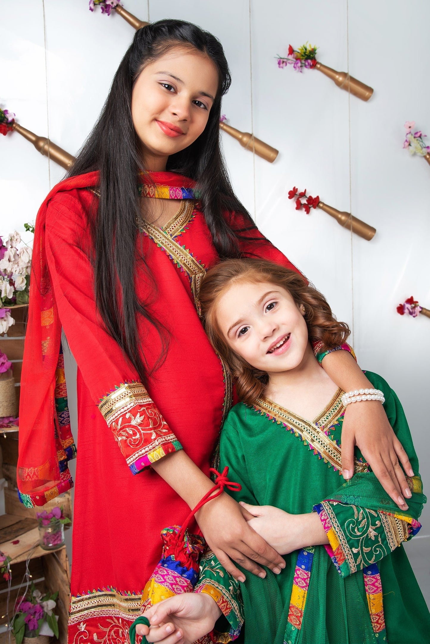 Red - Girl's Gharara Dress