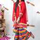 Red - Girl's Gharara Dress