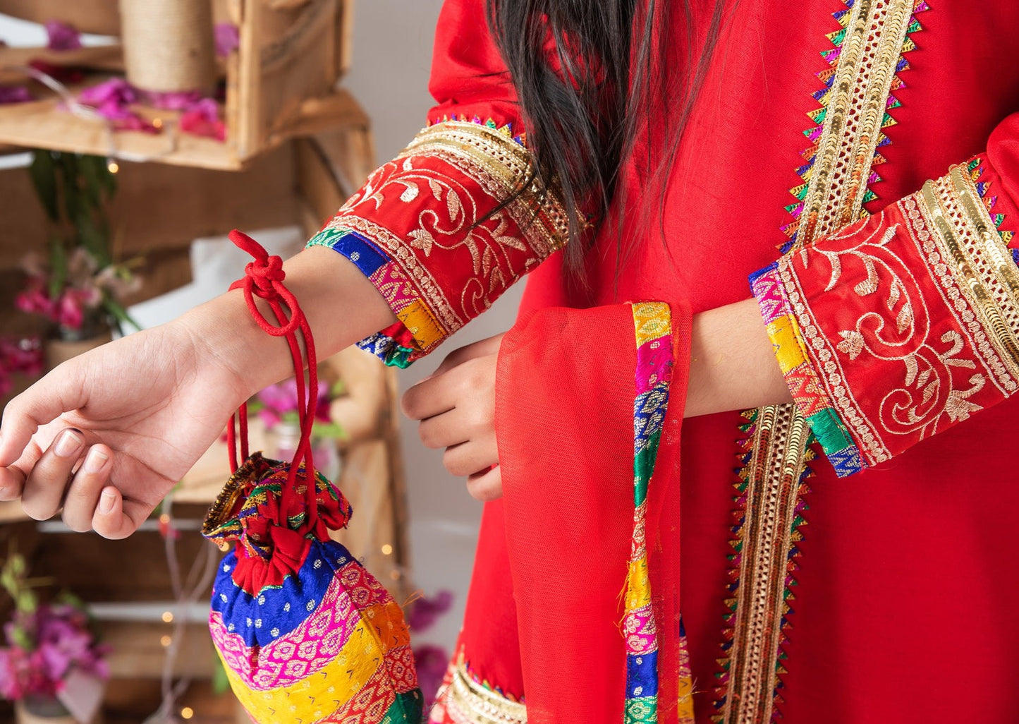 Red - Girl's Gharara Dress